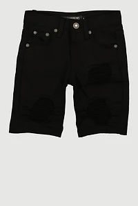 Little Boys Solid Moto Denim Shorts