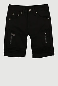 Little Boys Zipper Detail Moto Shorts