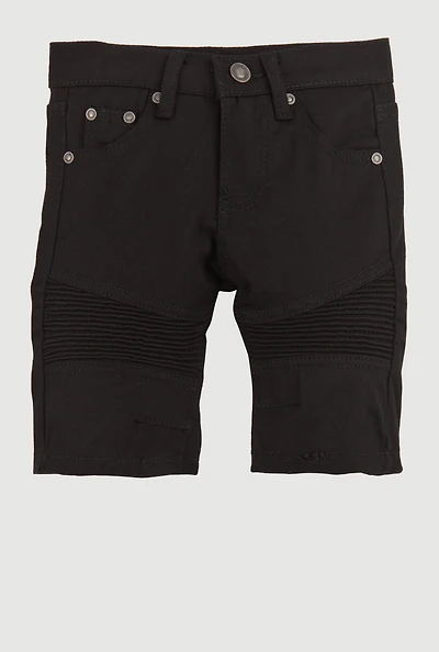 Little Boys Denim Moto Shorts, Black, Size 7