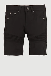 Little Boys Denim Moto Shorts, Black, Size 7