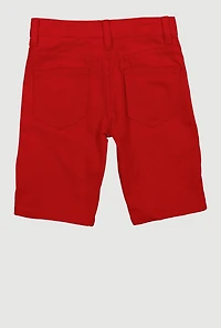 Little Boys Solid Moto Denim Shorts, Red,