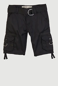 Little Boys Belted Utility Pocket Shorts, Black, Size 4