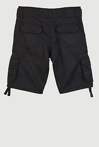 Little Boys Belted Utility Pocket Shorts, Black, Size 4
