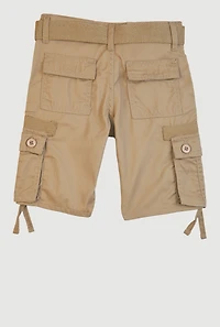 Little Boys Belted Cargo Shorts, Beige, Size 4