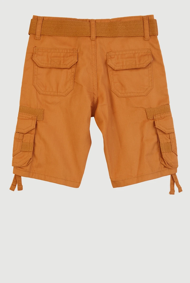 Little Boys Tabbed Cargo Pocket Bermuda Shorts, Brown, Size 6