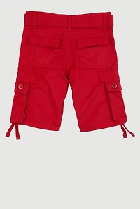 Little Boys D Ring Belted Cargo Shorts, Red, Size 6