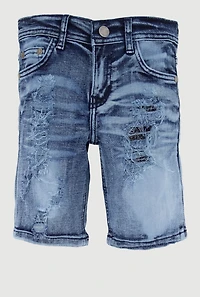 Little Boys Rip and Repair Distressed Denim Shorts