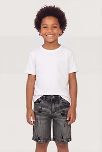 Little Boys Whiskered Distressed Denim Shorts