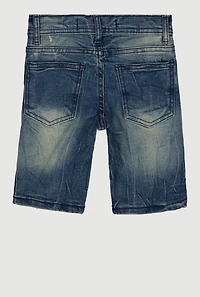 Little Boys Whiskered Distressed Denim Bermuda Shorts
