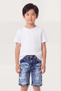 Little Boys Whiskered Frayed Denim Shorts
