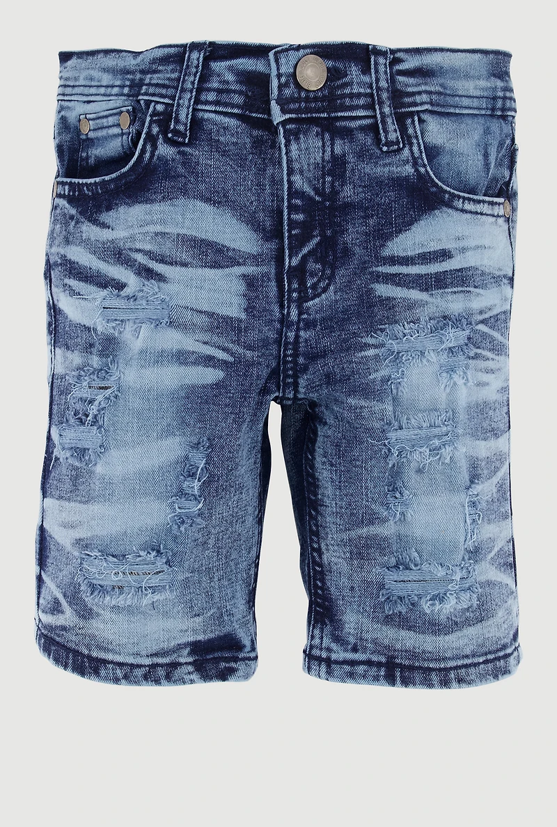 Little Boys Whiskered Frayed Denim Shorts