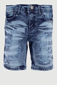 Little Boys Whiskered Frayed Denim Shorts