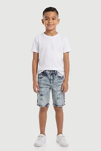 Little Boys Distressed Whiskered Denim Bermuda Shorts