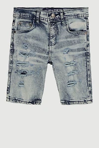 Little Boys Distressed Whiskered Denim Bermuda Shorts