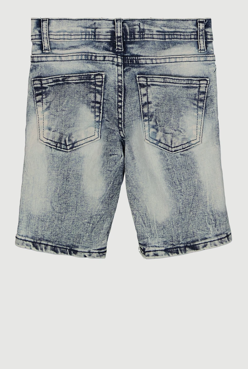 Little Boys Distressed Whiskered Denim Bermuda Shorts