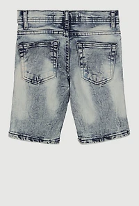 Little Boys Distressed Whiskered Denim Bermuda Shorts