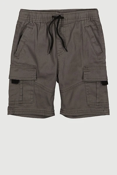 Boys Drawstring Waist Cargo Pocket Shorts
