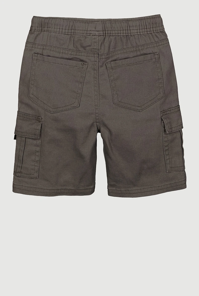 Boys Drawstring Waist Cargo Pocket Shorts