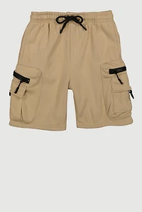 Boys Solid Drawstring Waist Cargo Sweatshorts