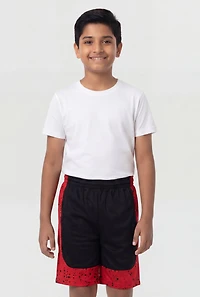 Boys Paint Splatter Detail Jersey Mesh Shorts 2 Pack