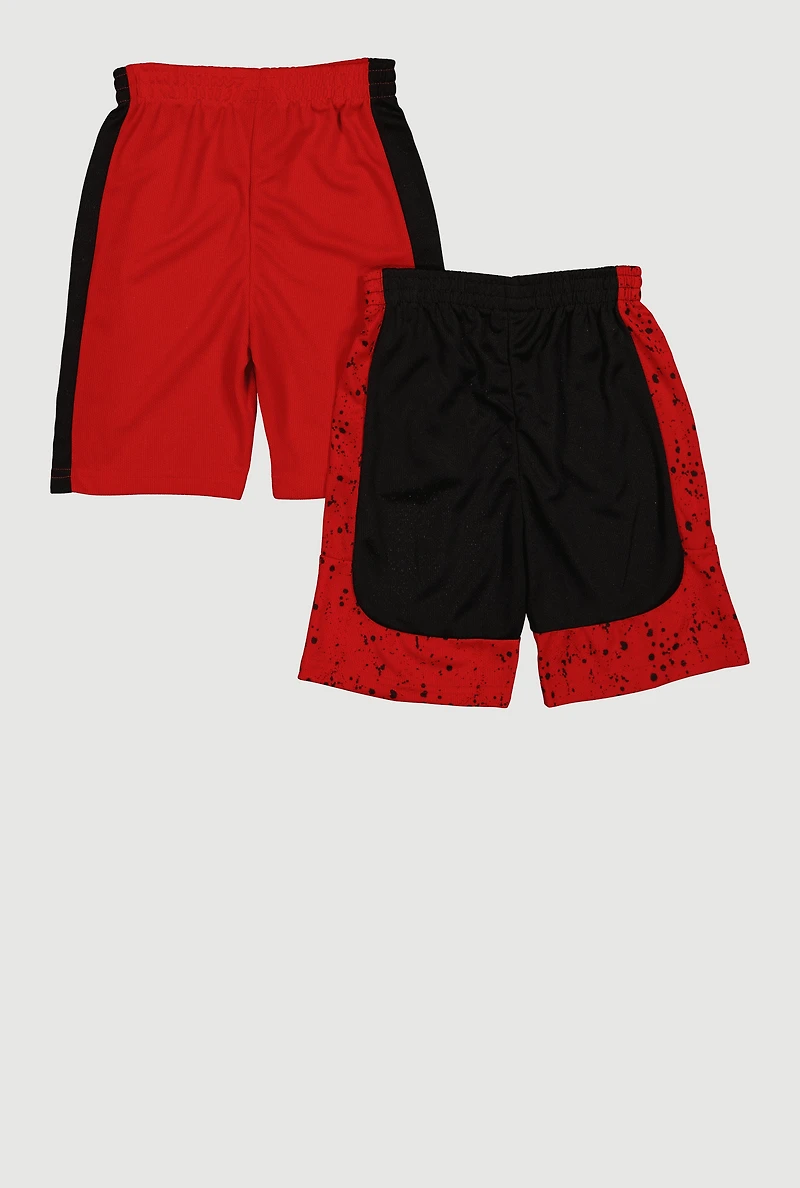 Boys Paint Splatter Detail Jersey Mesh Shorts 2 Pack