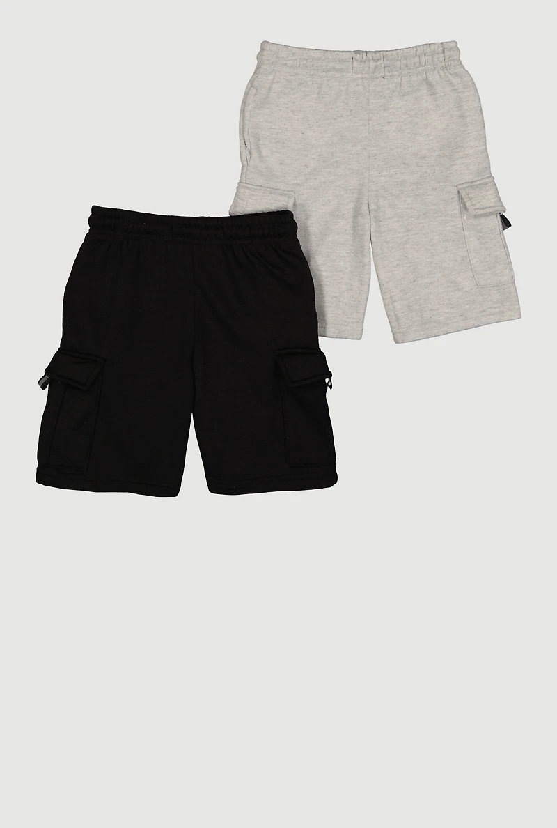 Boys Cargo Pocket Drawstring Waist Shorts 2 Pack