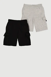 Boys Cargo Pocket Drawstring Waist Shorts 2 Pack