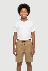 Boys Drawstring Waist Decorative Stitch Shorts