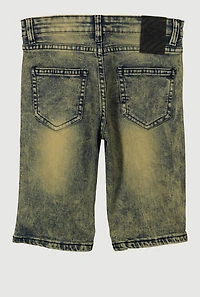 Boys Mineral Wash Distressed Whiskered Shorts, Multi, Size 10