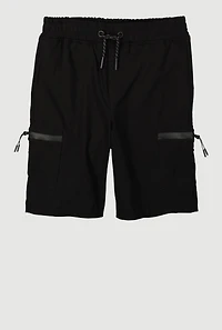 Boys Stretch Zip Cargo Active Bermuda Shorts, Black, Size 14-16