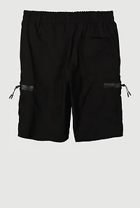 Boys Stretch Zip Cargo Active Bermuda Shorts, Black, Size 8