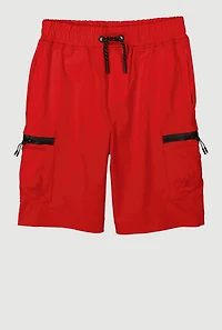 Boys Zip Cargo Active Bermuda Shorts, Red, Size 14-16