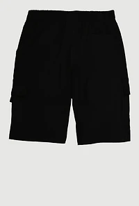 Boys Drawstring Cargo Shorts, Black, Size 10-12