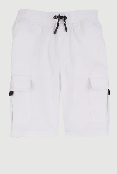 Boys Solid Drawstring Cargo Shorts