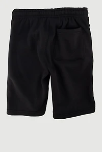 Boys Stylish Zip Pocket Sweatshorts with Drawstring Waist, Black, Size 10-12