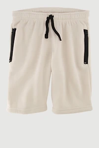 Boys Stylish Drawstring Waist Sweatshorts with Zip Pockets