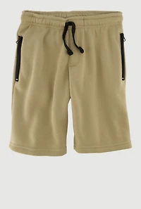 Boys Fleece Sweatshorts with Drawstring Waist and Zip Pockets