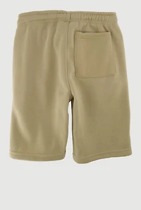Boys Fleece Sweatshorts with Drawstring Waist and Zip Pockets, Khaki, Size 8