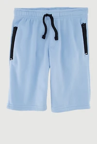 Boys Drawstring Waist Sweatshorts with Zip Pockets, Blue, Size 8