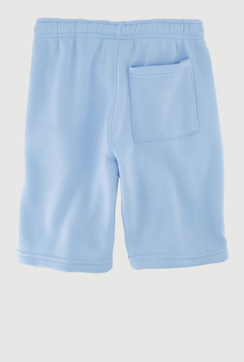 Boys Drawstring Waist Sweatshorts with Zip Pockets, Blue, Size 8