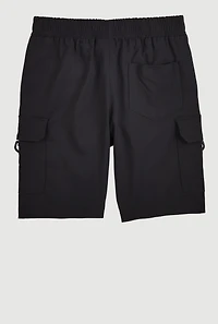 Boys Twill Cargo Pocket Shorts, Black, Size 14-16