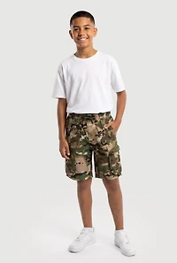 Boys Camouflage Drawstring Waist Cargo Shorts