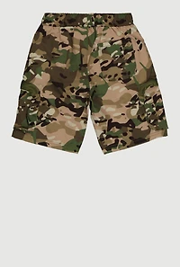 Boys Camouflage Drawstring Waist Cargo Shorts