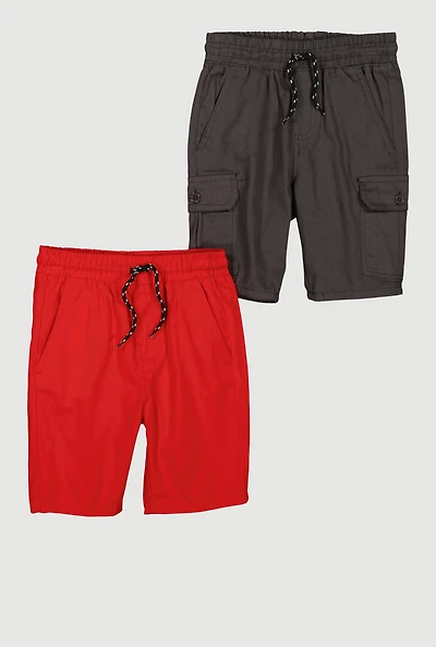 Boys Drawstring Cargo Pocket Shorts, Multi, Size 8
