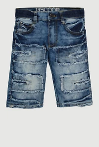 Boys Frayed Trim Acid Wash Denim Shorts
