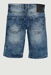 Boys Frayed Trim Acid Wash Denim Shorts