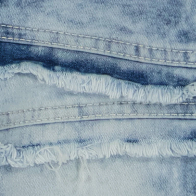 Boys Acid Wash Frayed Decorative Stitch Denim Shorts