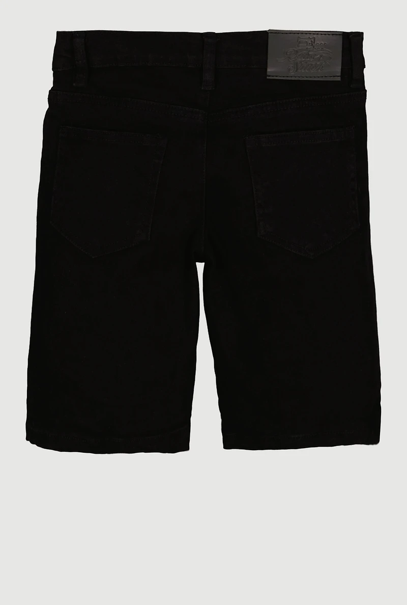 Boys Solid Frayed Trim Denim Shorts
