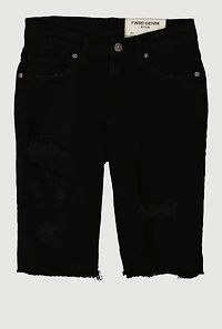 Boys Distressed Patch and Repair Denim Shorts