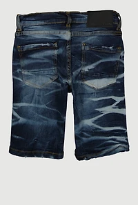 Boys Rip and Repair Whiskered Denim Shorts, Blue, Size 14